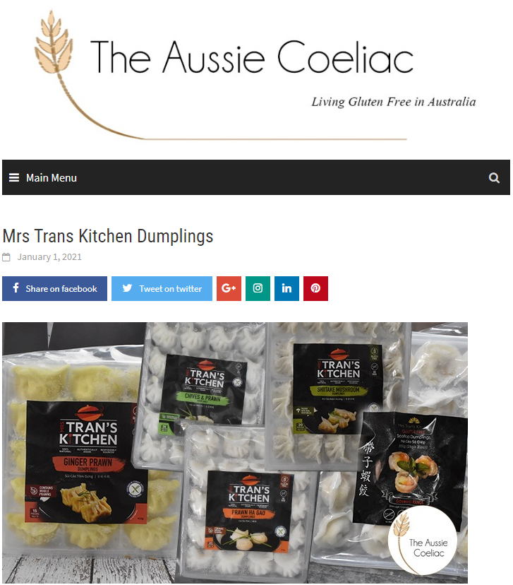 Screenshot of The Aussie Coeliac Mrs Trans Kitchen Dumplings Review